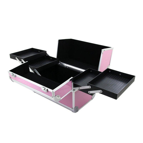 ROC Pink Small Flight Case with Fold Out Trays